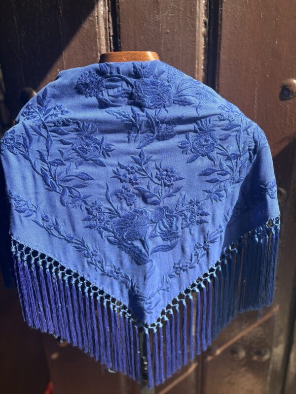 Mantón Cantillana monocolor azulina