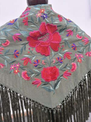 Mantón Mónica verde caza