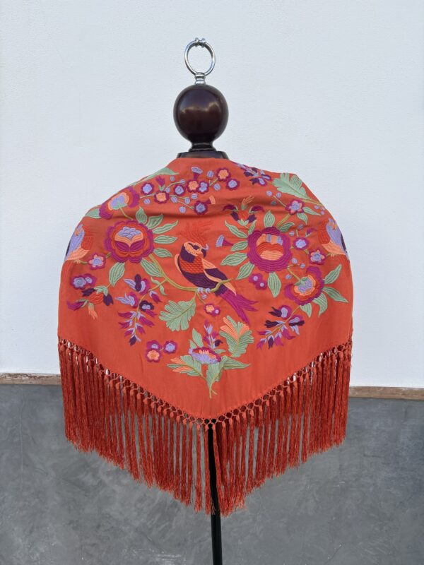 Mantón colibrí naranja