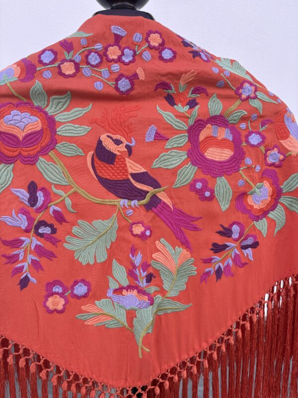 Mantón colibrí naranja