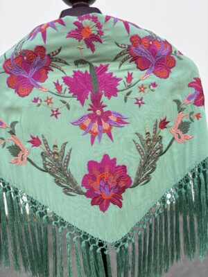 Mantón Soleá verde agua