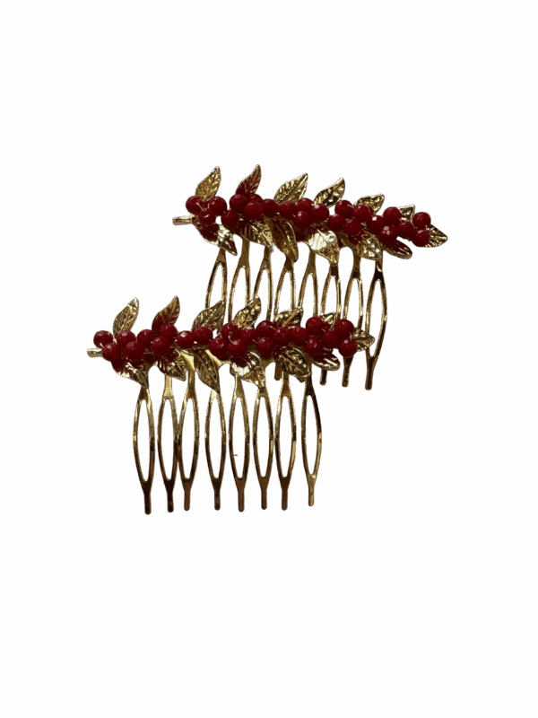 Peinecillos hojas con perlas